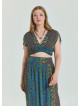 Deep V Neck Waist Gipel Brown Plus Size Blouse 4635